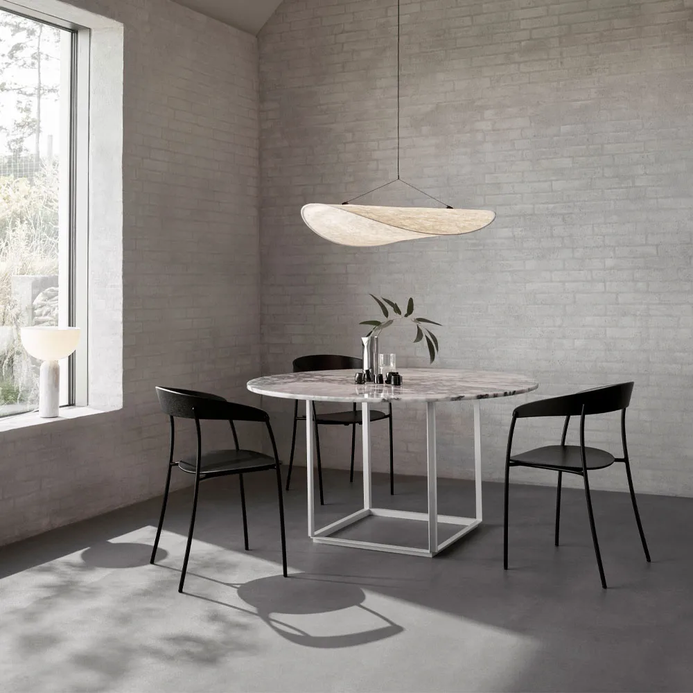 Florence matbord runt, gris du marais marble, ø145 cm, svart stativ New Works