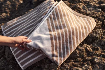 Stripes badhandduk 70x140 cm - Beige - NJRD