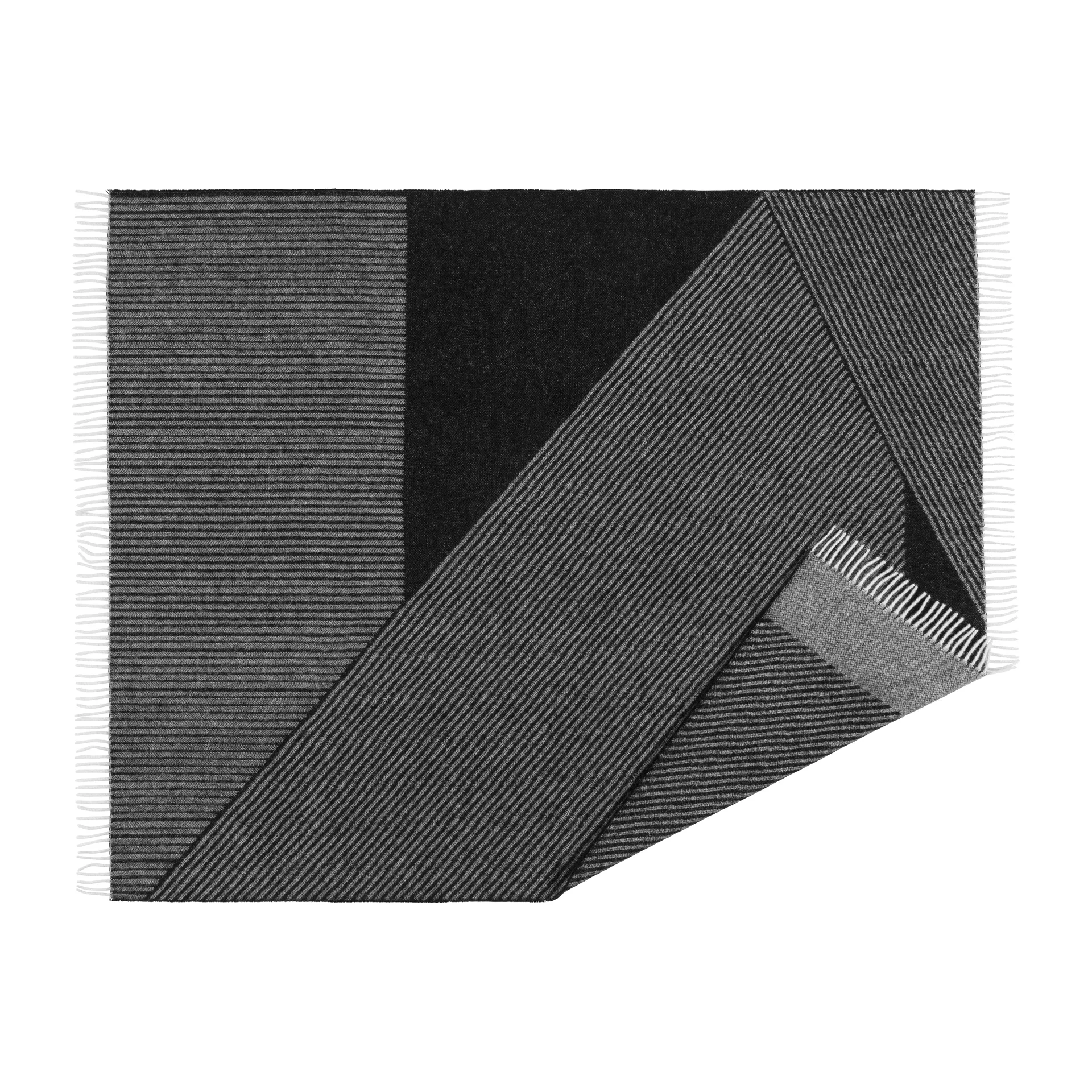 Stripes ullpläd 130x185 cm, Svart NJRD