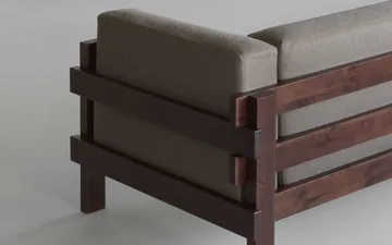 Kube soffa - Brunlackerad furu-tyg Remix 143 Grey, 220 cm - Normann Copenhagen