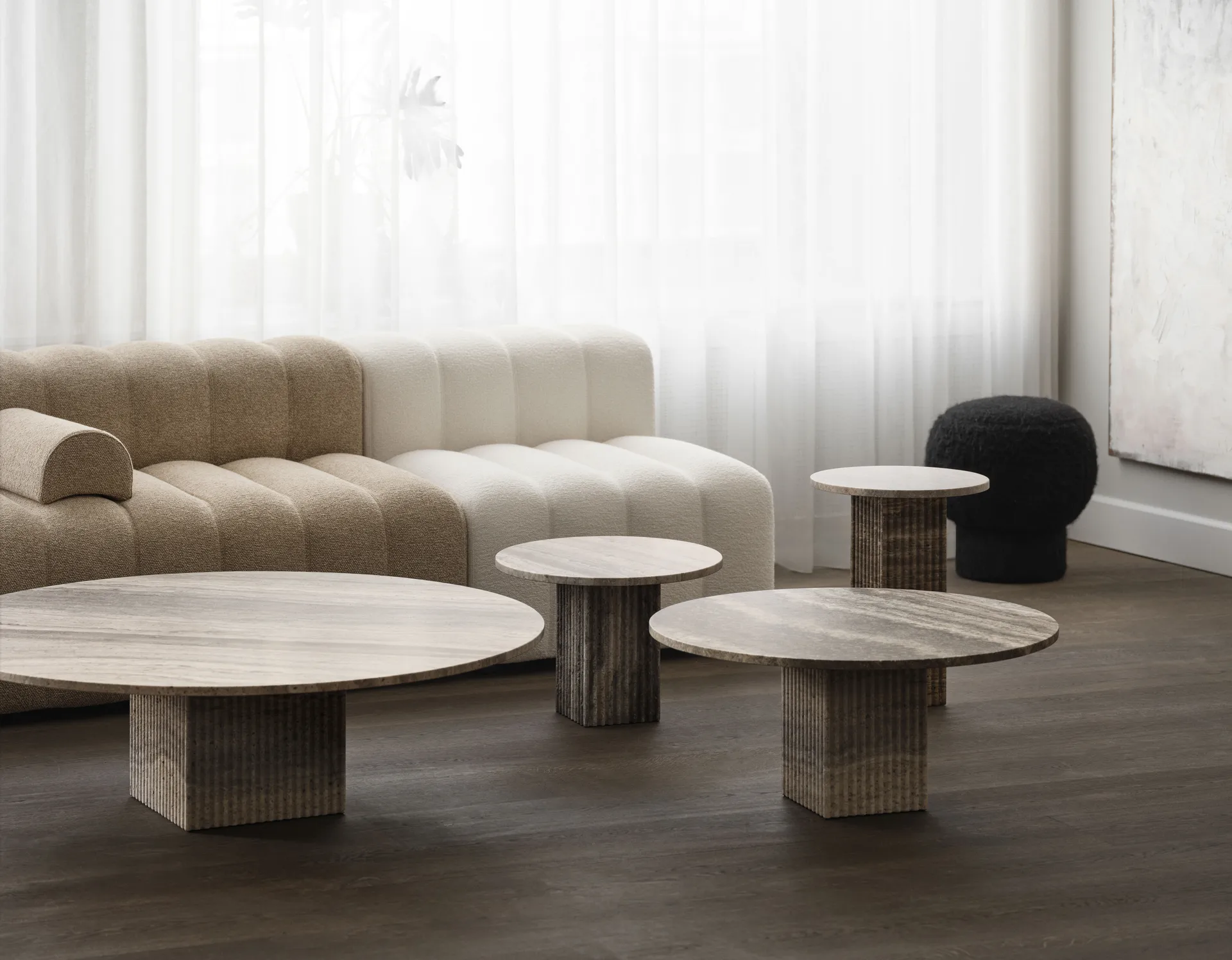 Soho soffbord, Silver travertin, Ø120x35 NORR11