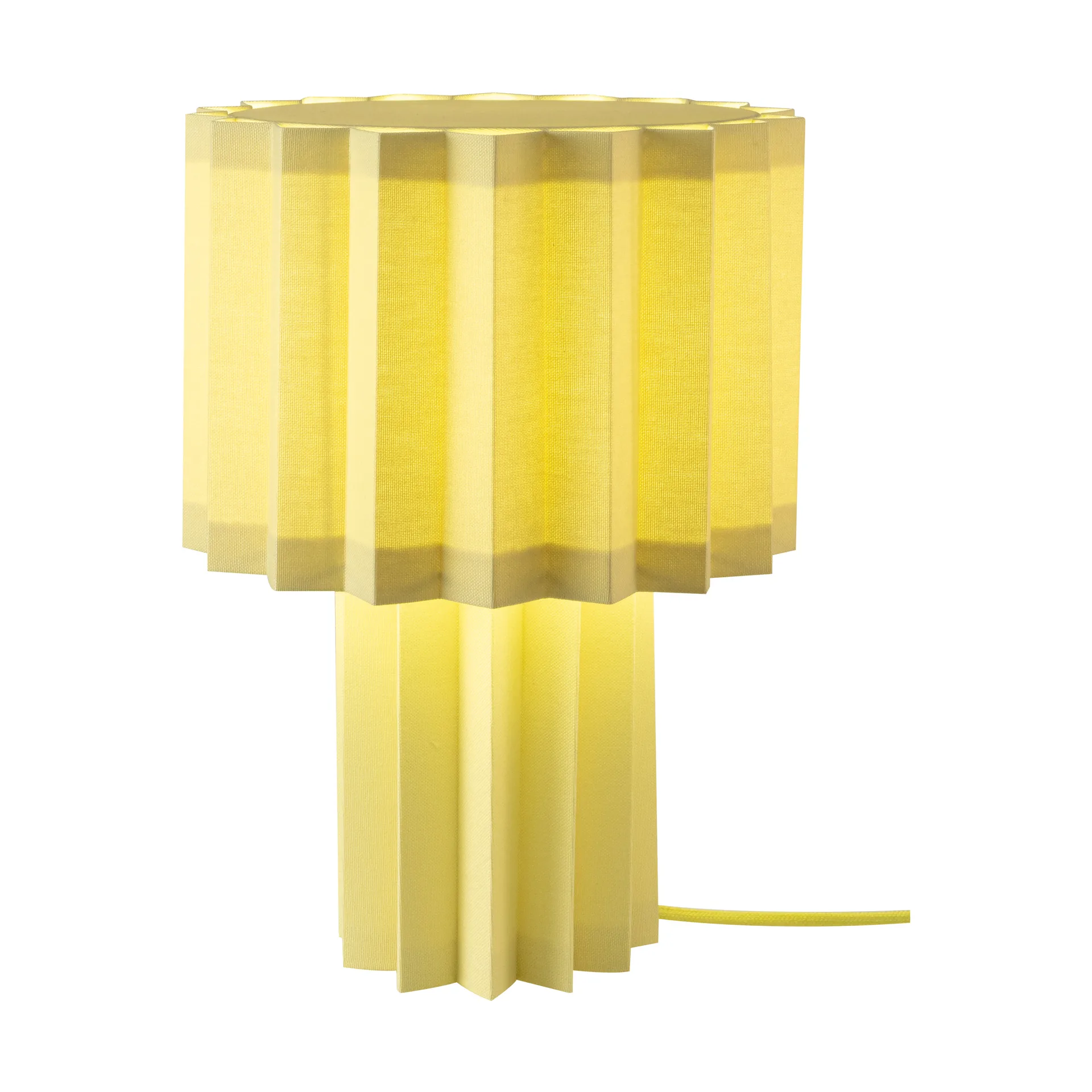 Plissé bordslampa textil, Gul Örsjö Belysning