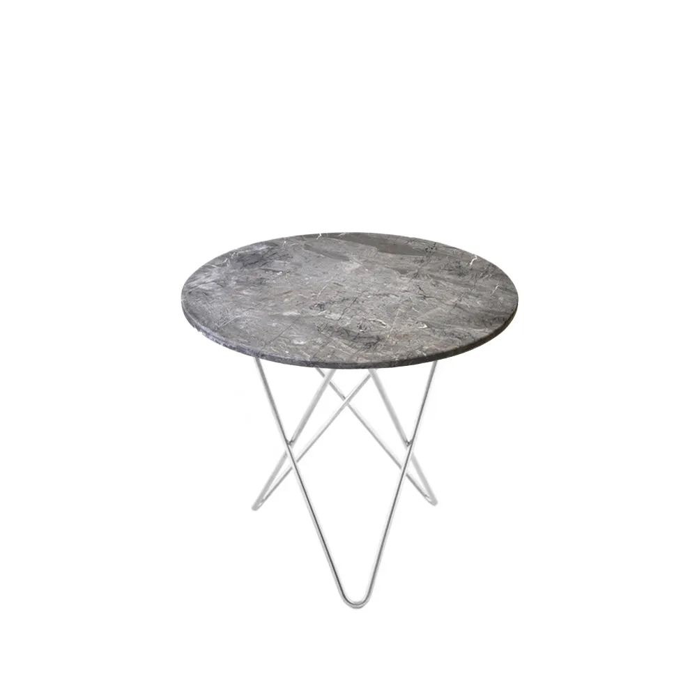Mini O Table soffbord, Marmor grå, rostfritt stativ OX Denmarq