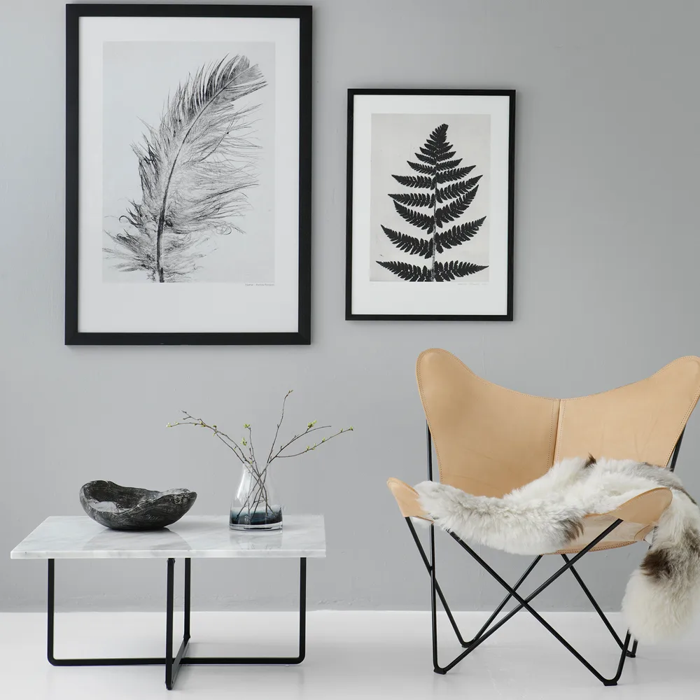 Ninety soffbord rektangulärt, marmor marquina, svart stativ OX Denmarq