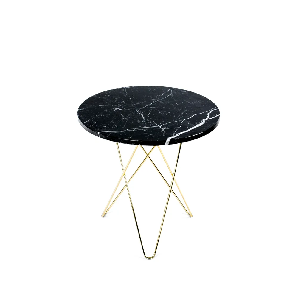 Tall Mini O Table soffbord, Marmor svart, mässingsstativ OX Denmarq