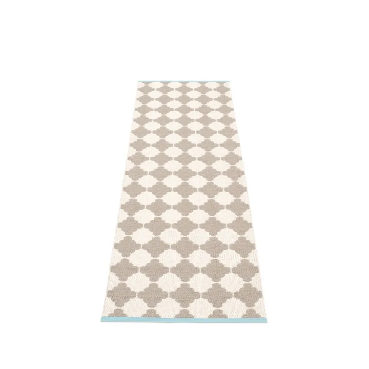 Marre gångmatta mud/vanilla/turquoise edge - 70x225 cm - Pappelina