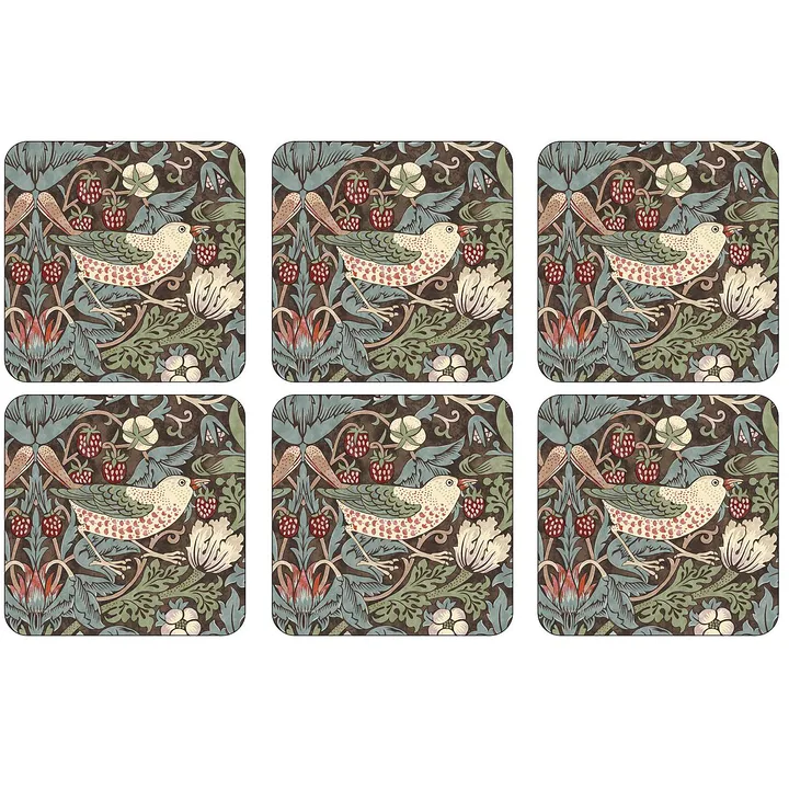 Strawberry Thief glasunderlägg 6-pack - Brun - Pimpernel