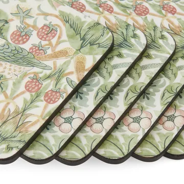 Strawberry Thief glasunderlägg 6-pack - Green - Pimpernel