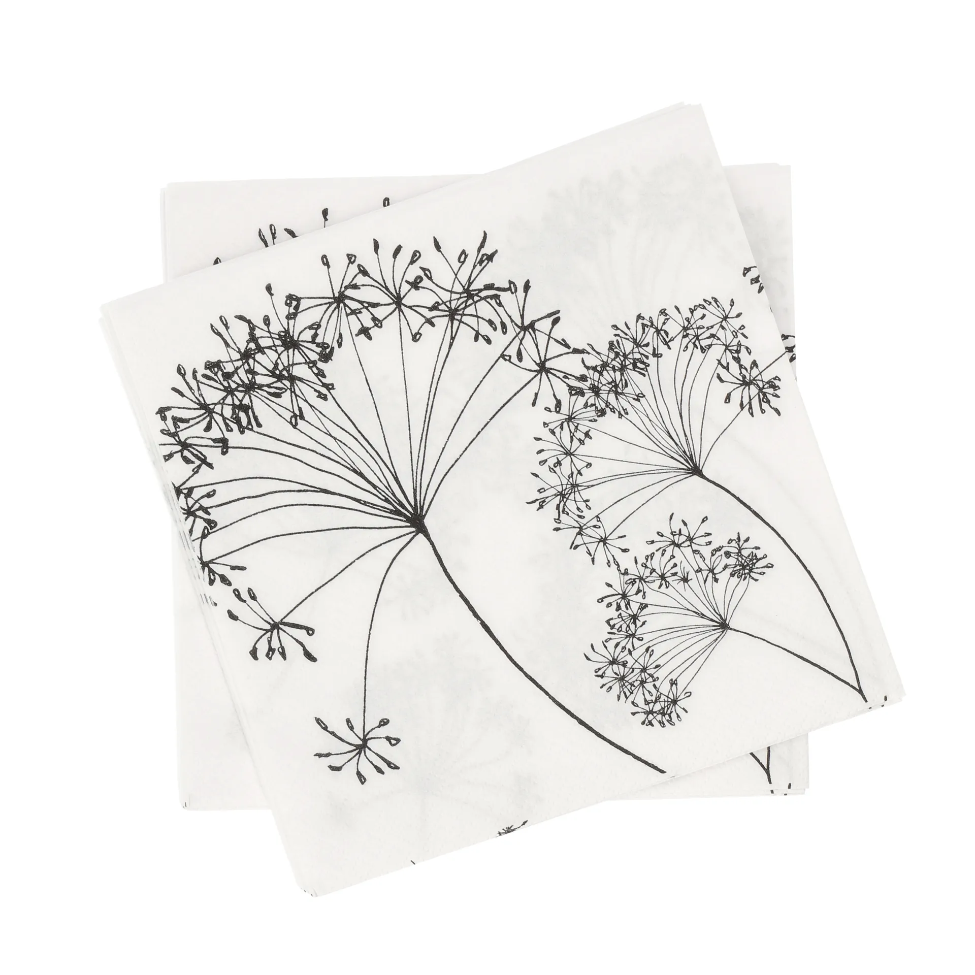 Botanical pappersservett, Vit-svart, 20‑pack, 33×33 cm Scandi Essentials