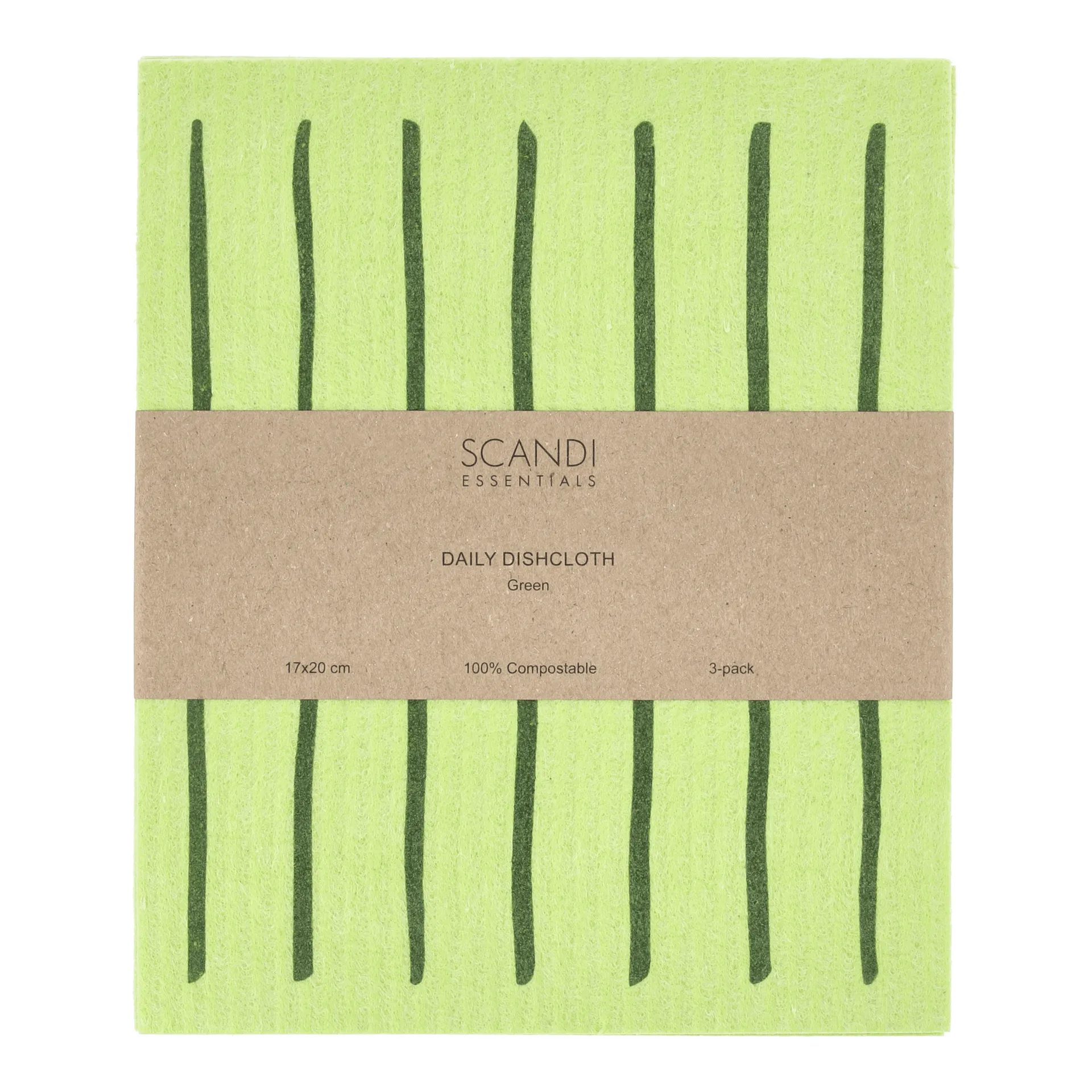 Daily disktrasa med mönster, Grön, 3-pack Scandi Essentials
