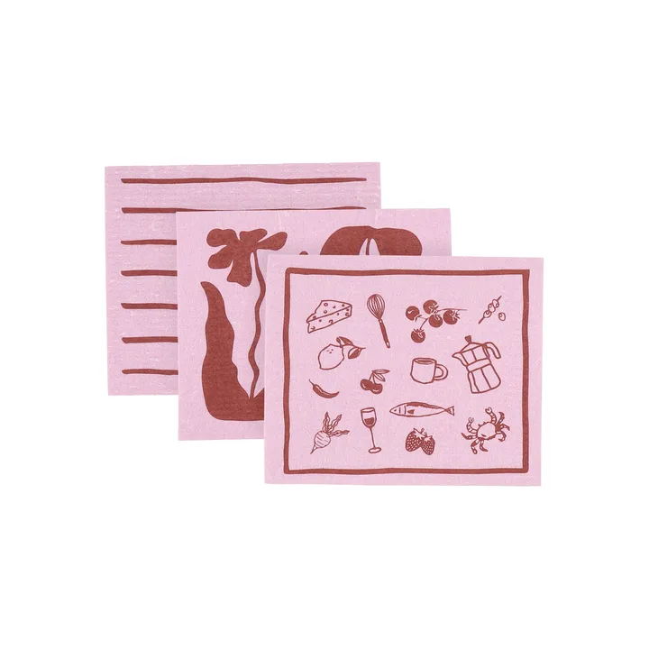 Daily disktrasa med mönster - Rosa, 3-pack - Scandi Essentials