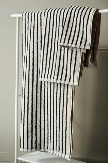 Drift handduk 50x70 cm - Vit-svart - Scandi Living