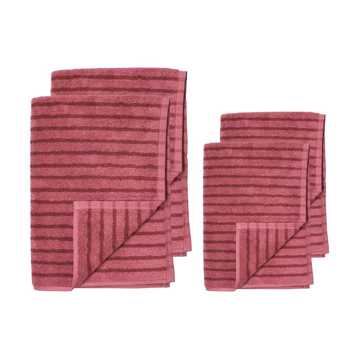 Drift handduksset 4 delar - Rosa-röd - Scandi Living