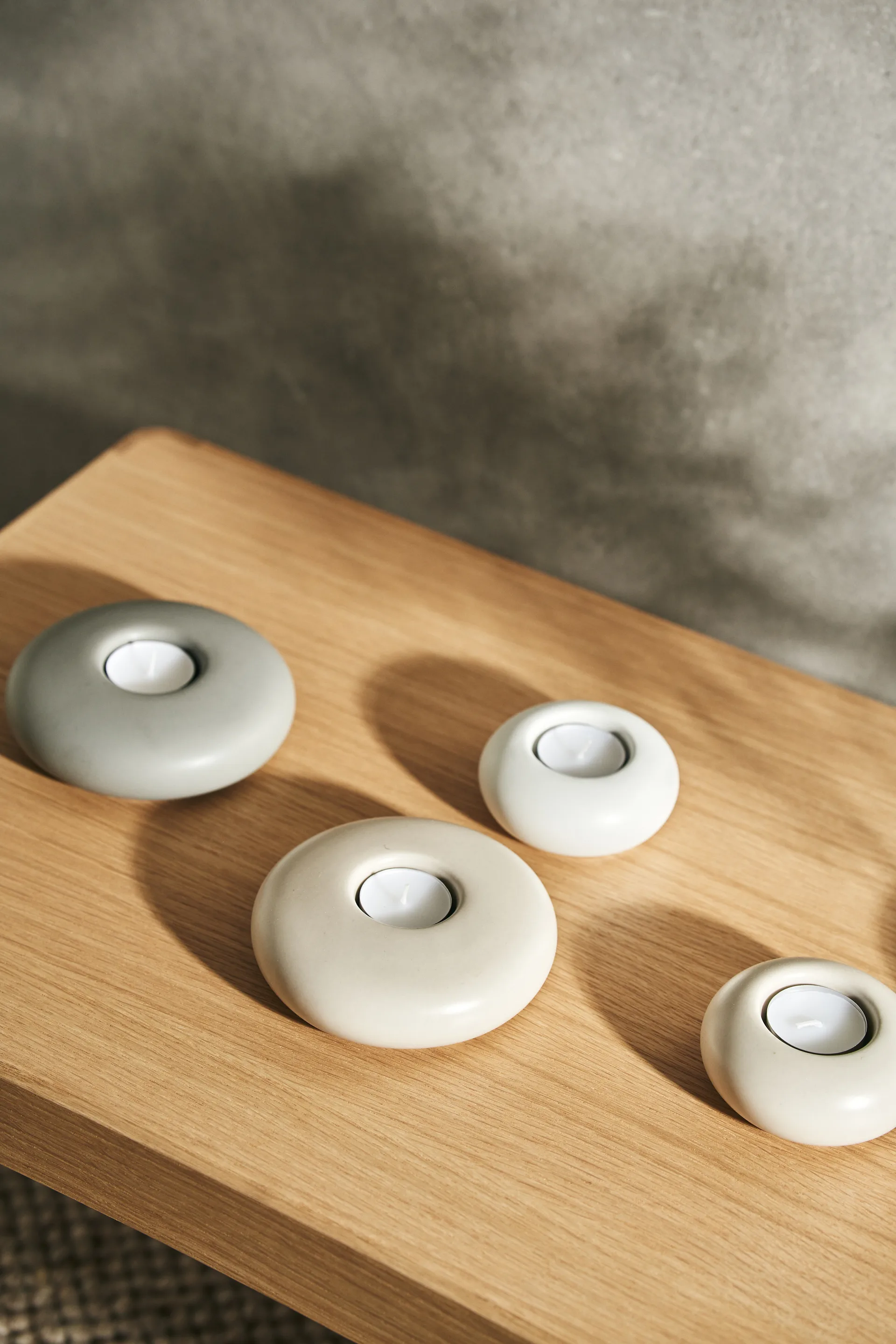 Stone ljuslykta Ø13 cm, Beige Scandi Living
