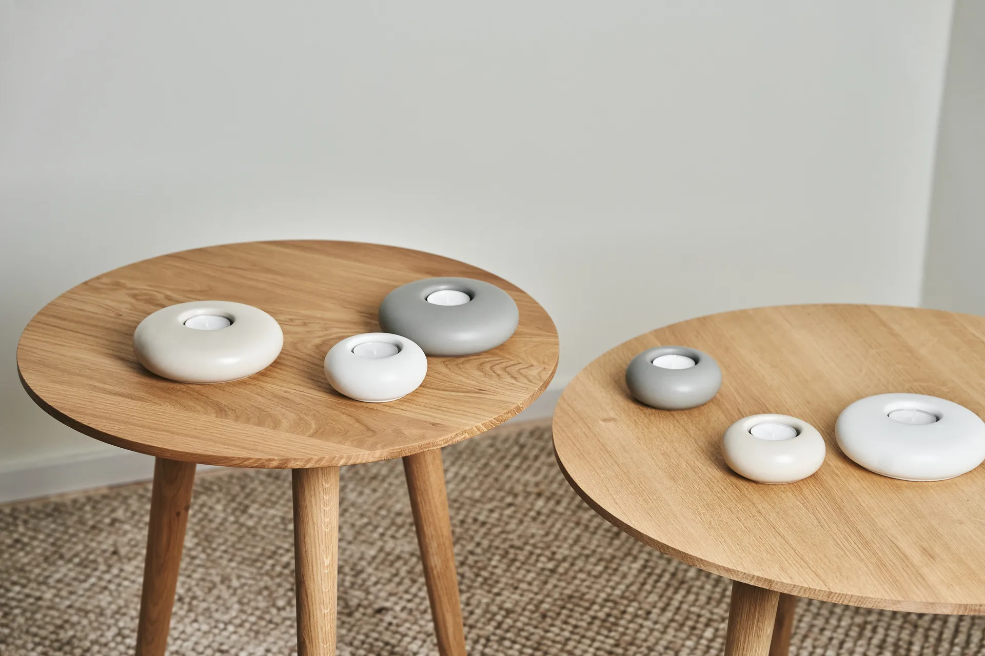 Stone ljuslykta Ø9 cm, Beige Scandi Living