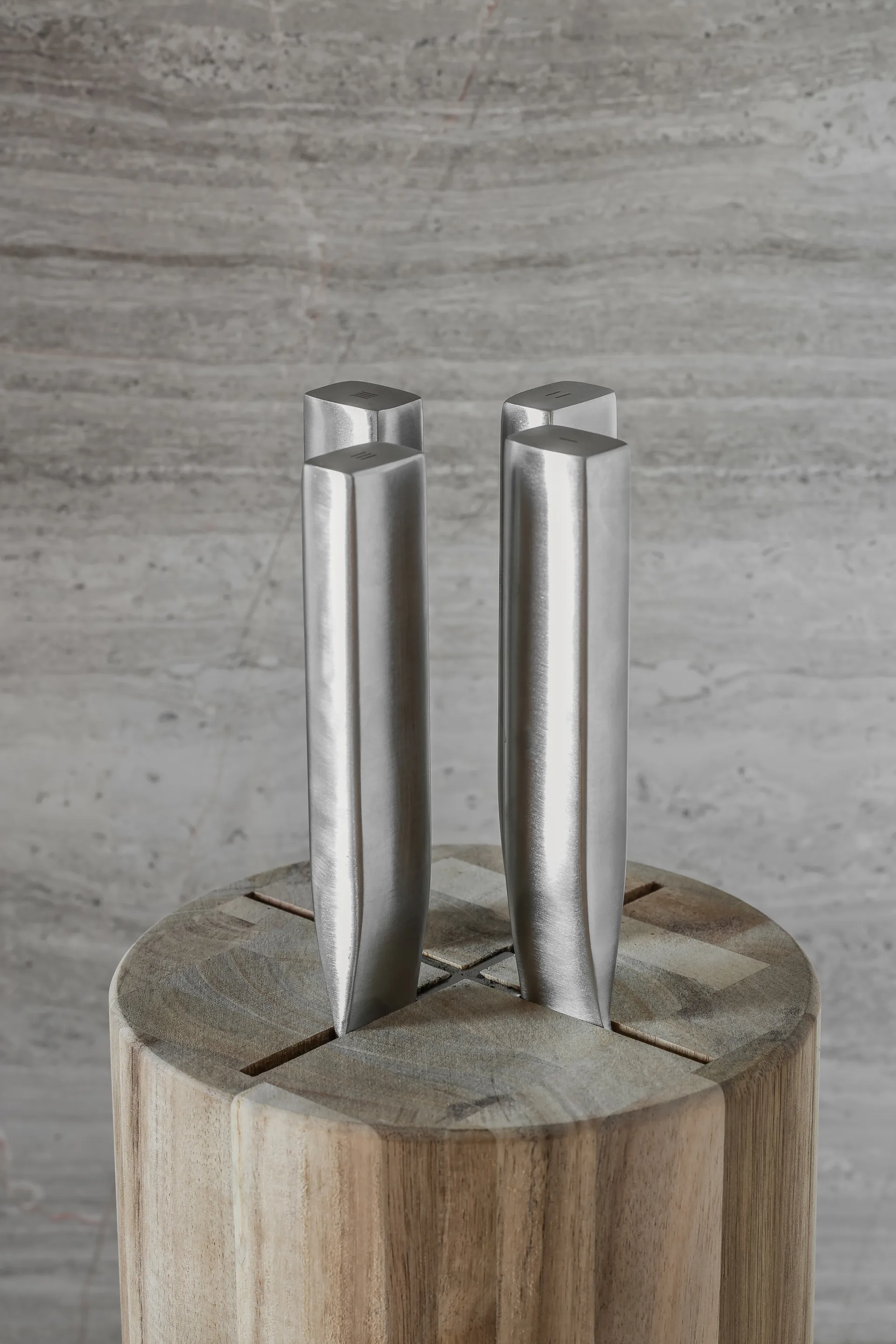 Base knivset med knivblock 5 delar, Wood-steel grey Serax