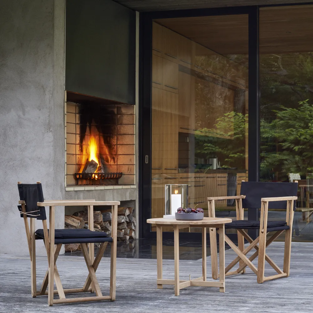 Kryss Dining karmstol, Sunbrella Ashe light grey, teak Skargaarden