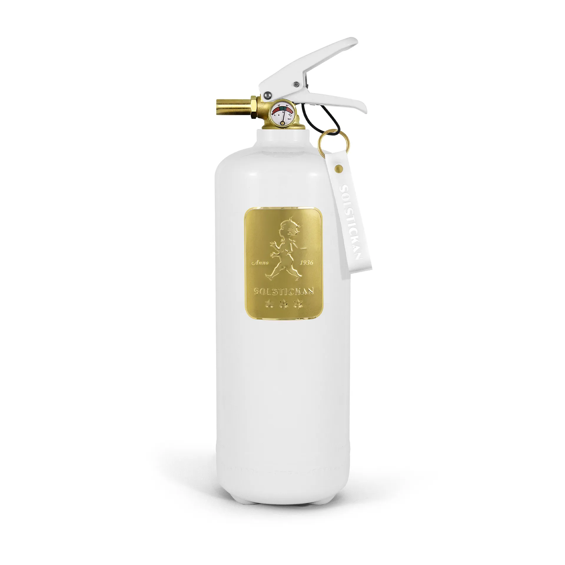 Solstickan brandsläckare 2 kg, Vit-guld Solstickan Design