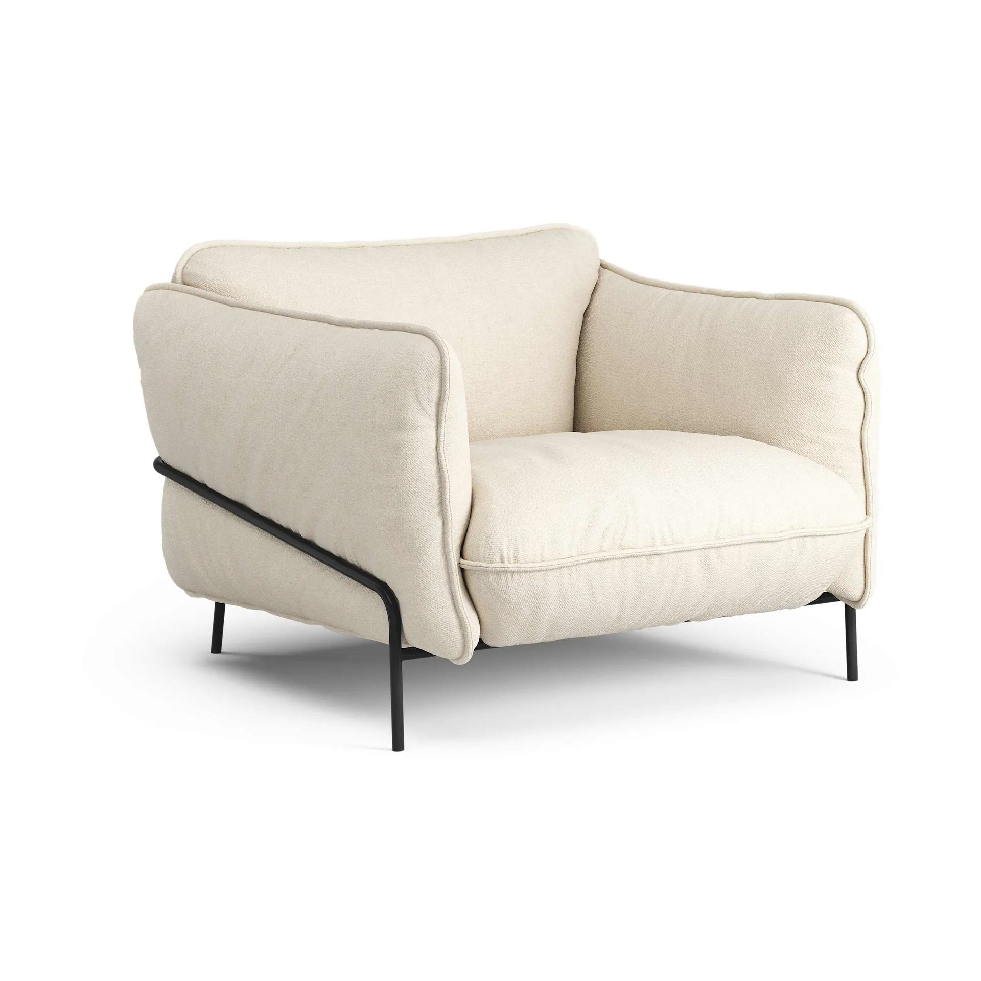 Continental fåtölj, Sealife Light beige/white-svartlackerat stål Swedese