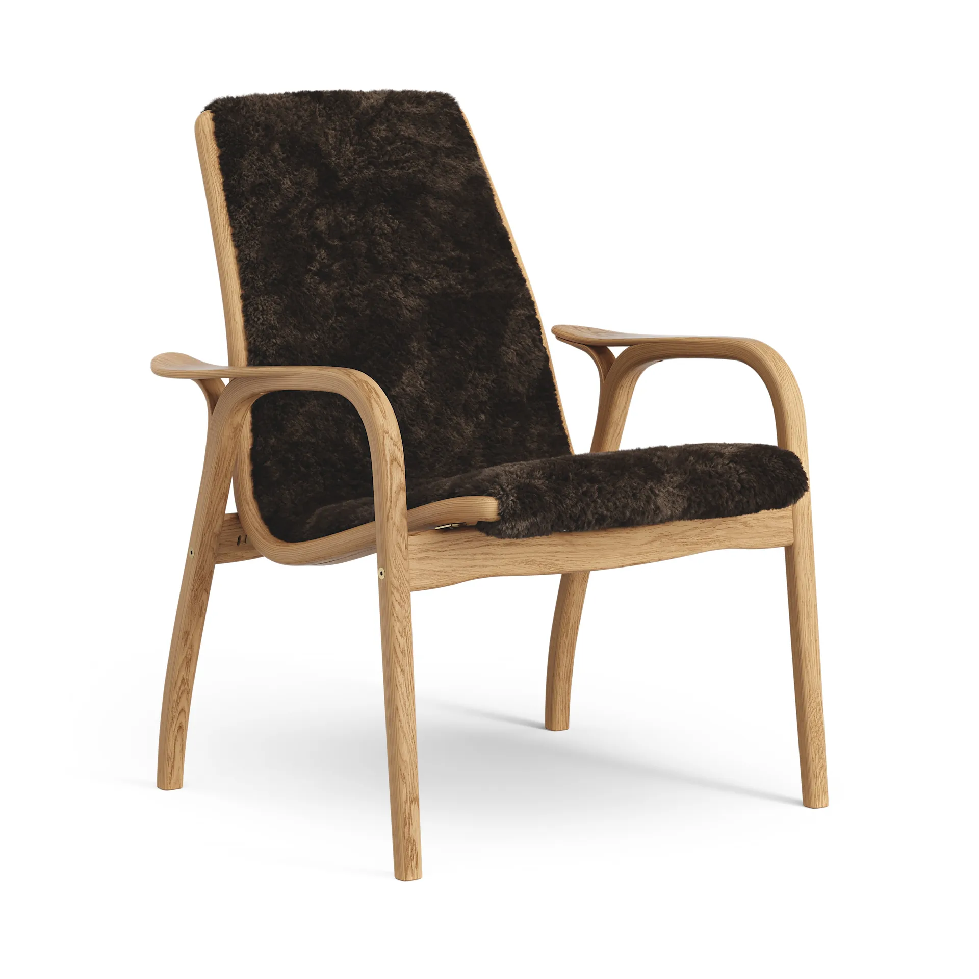 Laminett fåtölj oljad ek/fårskinn, Espresso (brun) Swedese