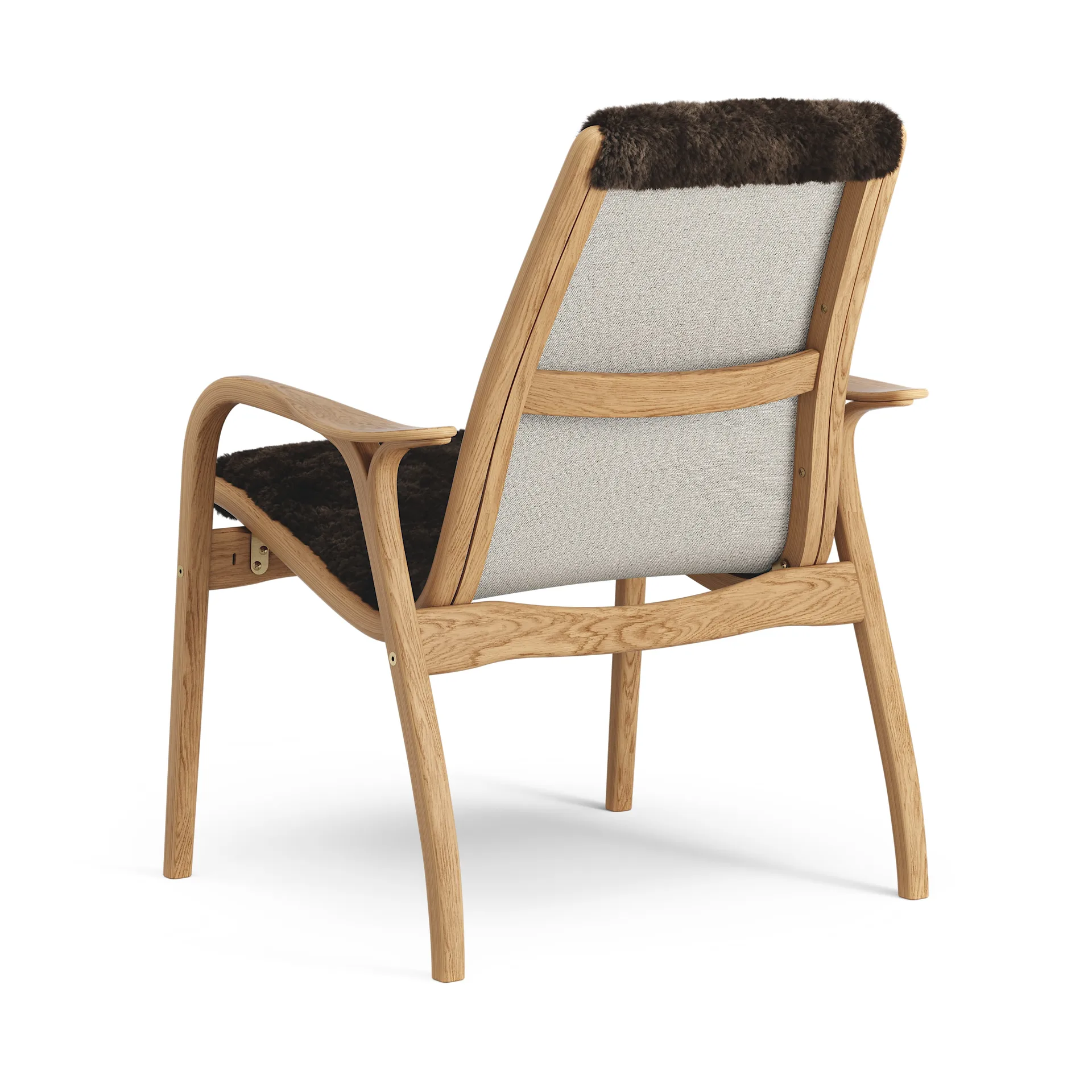 Laminett fåtölj oljad ek/fårskinn, Espresso (brun) Swedese