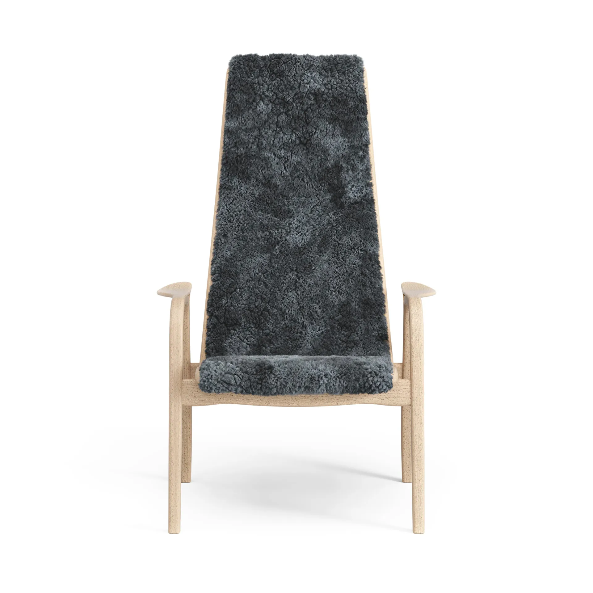 Lamini barnfåtölj lackad bok/fårskinn, Charcoal (mörkgrå) Swedese