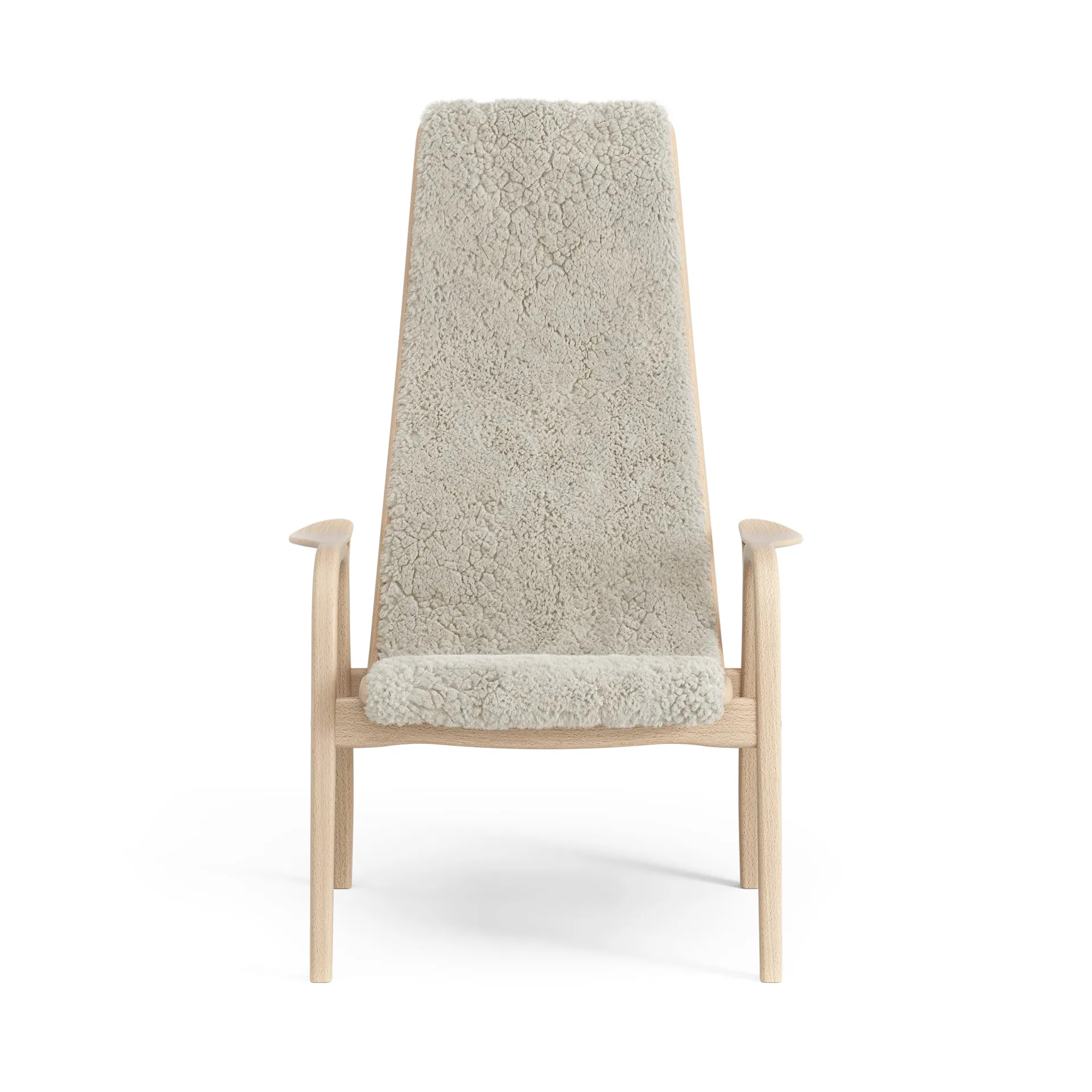 Lamini barnfåtölj lackad bok/fårskinn, Moonlight (beige) Swedese