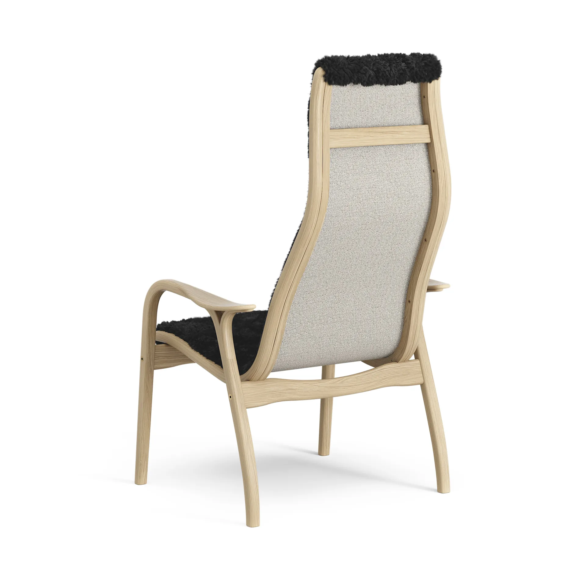 Lamini barnfåtölj lackad ek/fårskinn, Black (svart) Swedese