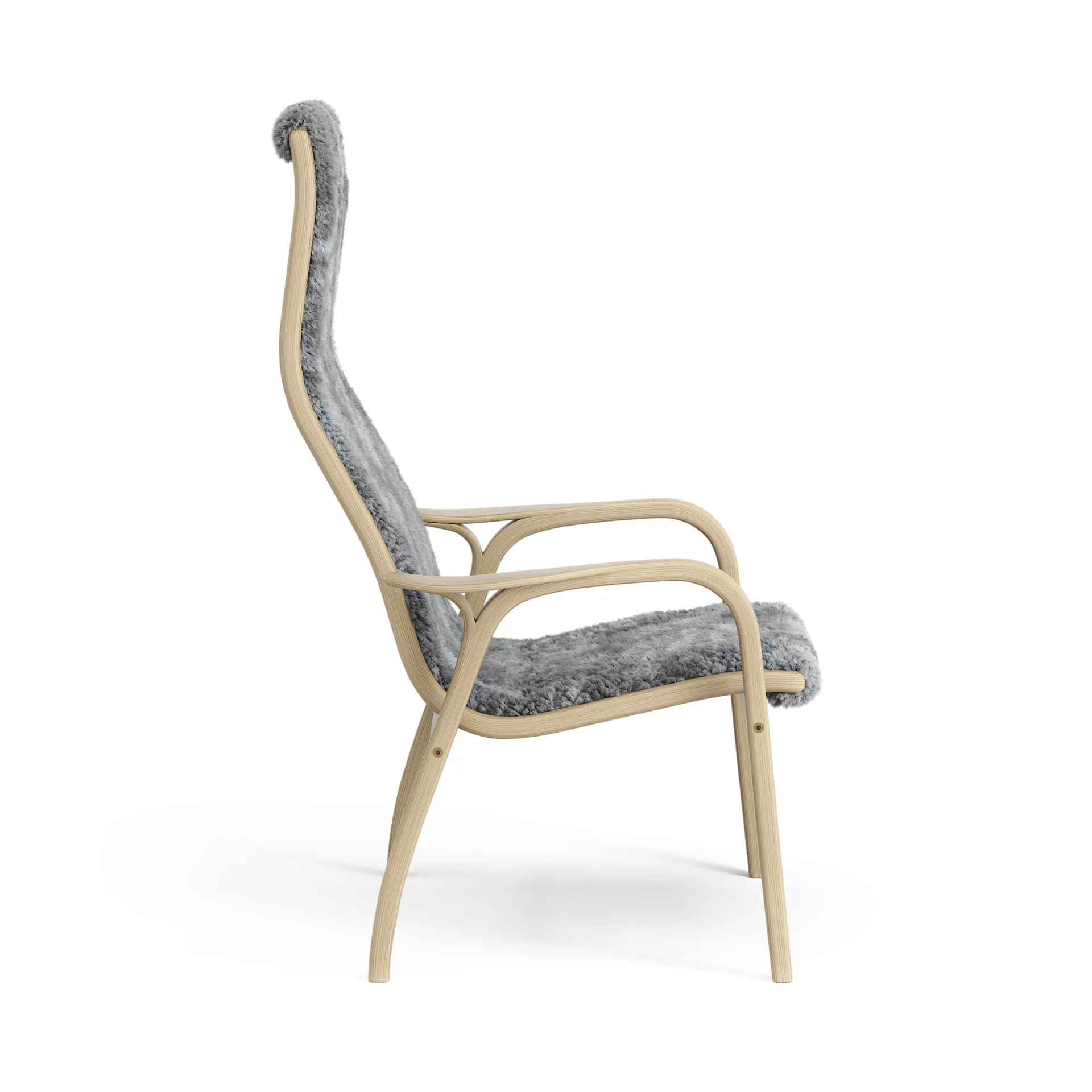 Lamini barnfåtölj lackad ek/fårskinn, Scandinavian Grey (grå) Swedese