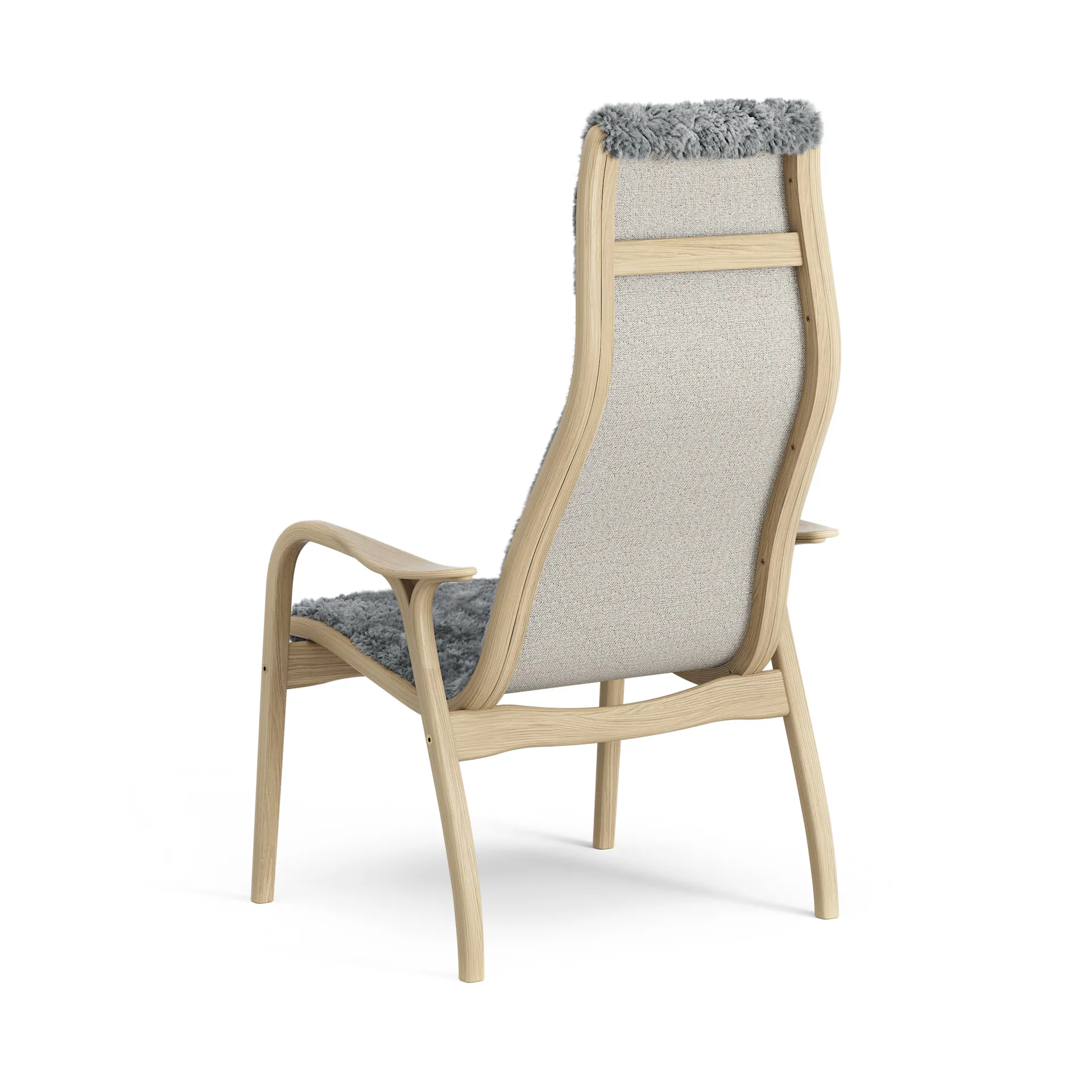 Lamini barnfåtölj lackad ek/fårskinn, Scandinavian Grey (grå) Swedese