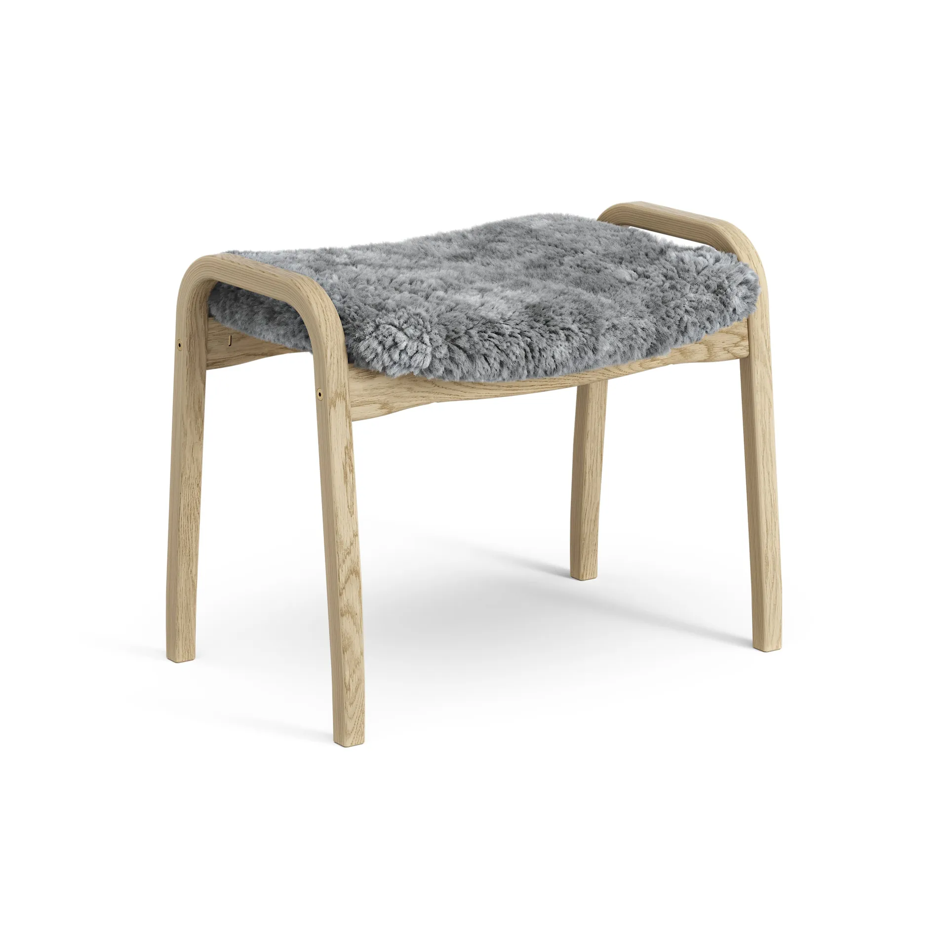 Lamini fotpall till barn lackad ek/fårskinn, Scandinavian Grey (grå) Swedese