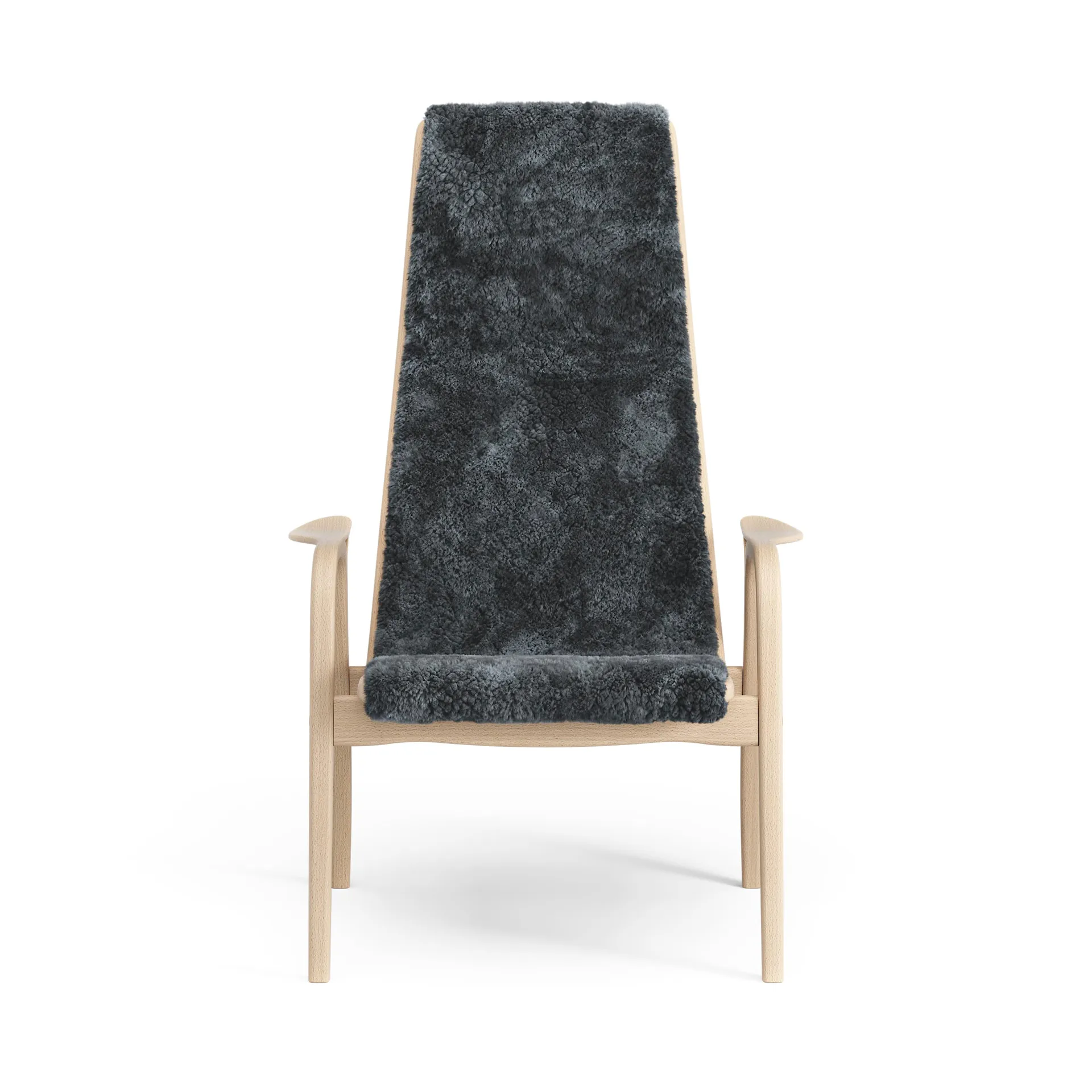 Lamino fåtölj lackad bok/fårskinn, Charcoal (mörkgrå) Swedese