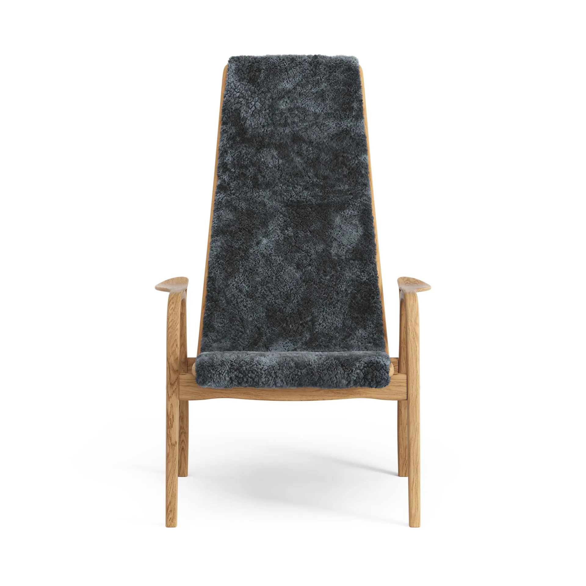 Lamino fåtölj oljad ek/fårskinn, Charcoal (mörkgrå) Swedese