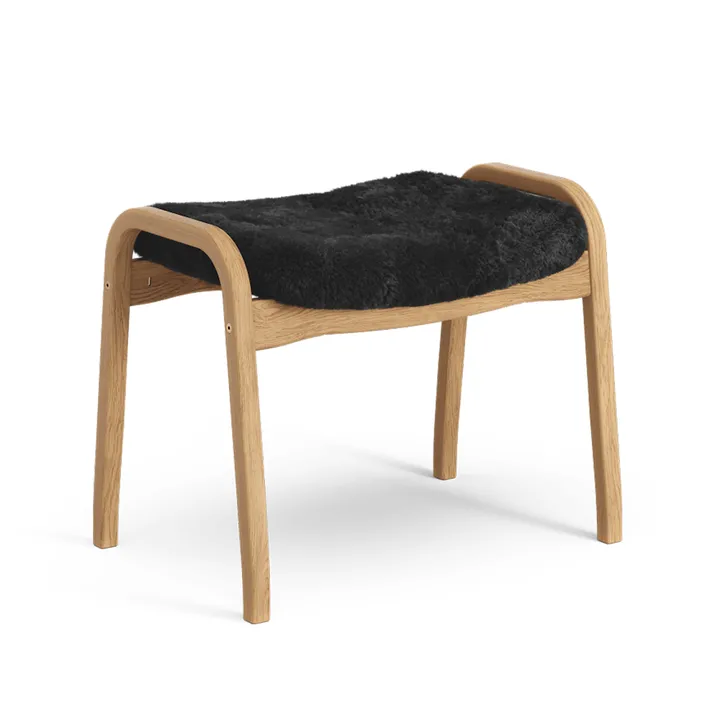 Lamino fotpall - fårskinn black, oljad ek - Swedese