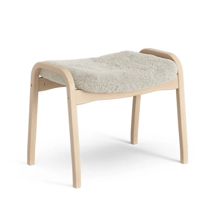 Lamino fotpall - fårskinn moonlight, naturlackad bok - Swedese