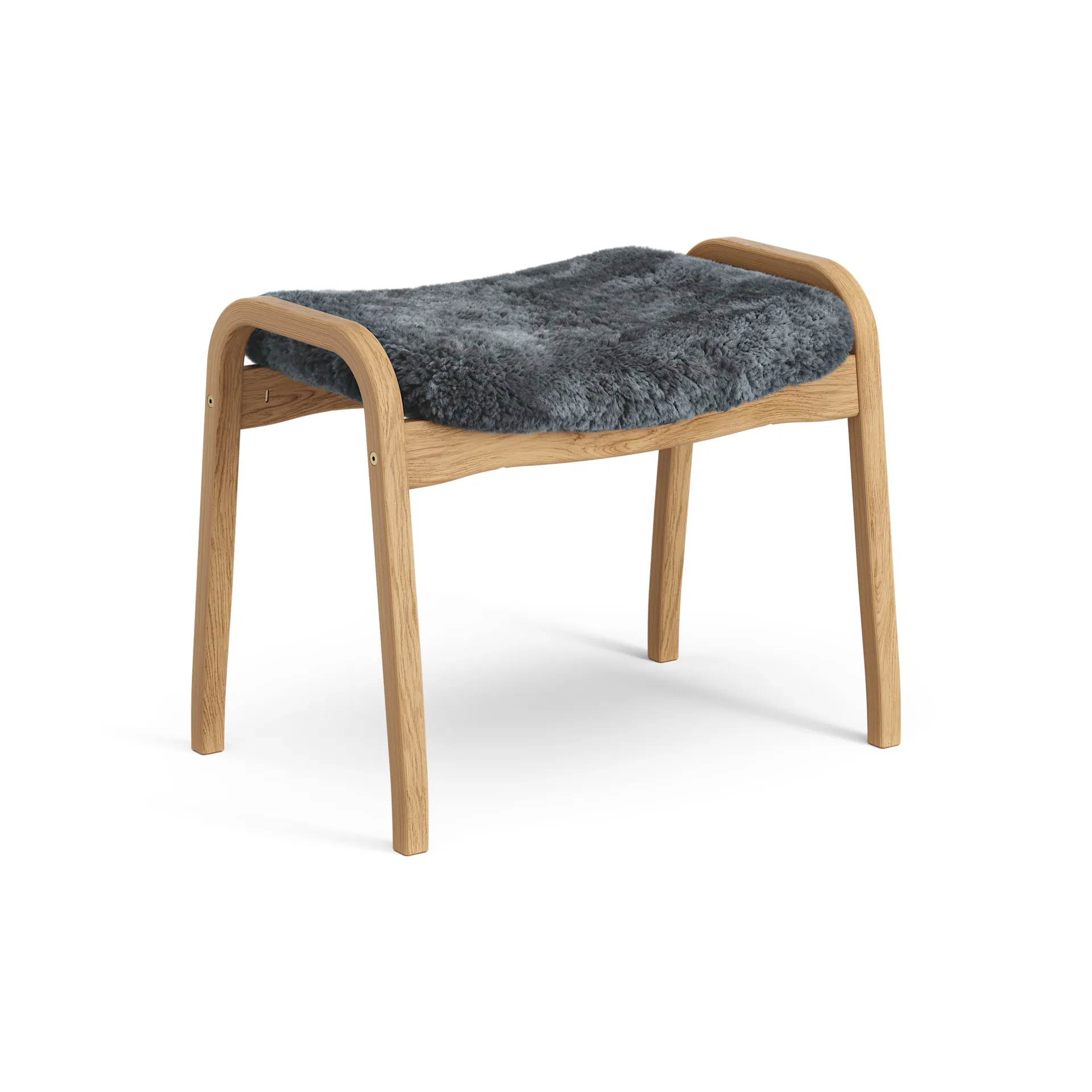 Lamino fotpall oljad ek/fårskinn, Charcoal (mörkgrå) Swedese