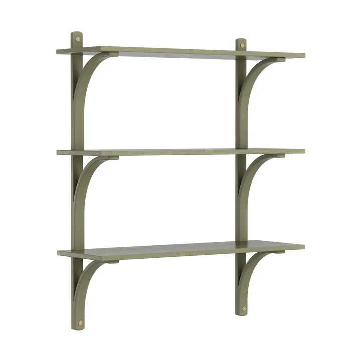 Levi hylla 3 hyllplan - Moss green-mässing, 90 cm - Swedese