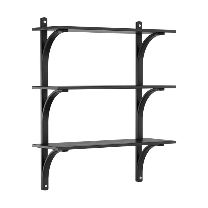 Levi hylla 3 hyllplan - Svartlaserad ask-aluminium, 90 cm - Swedese