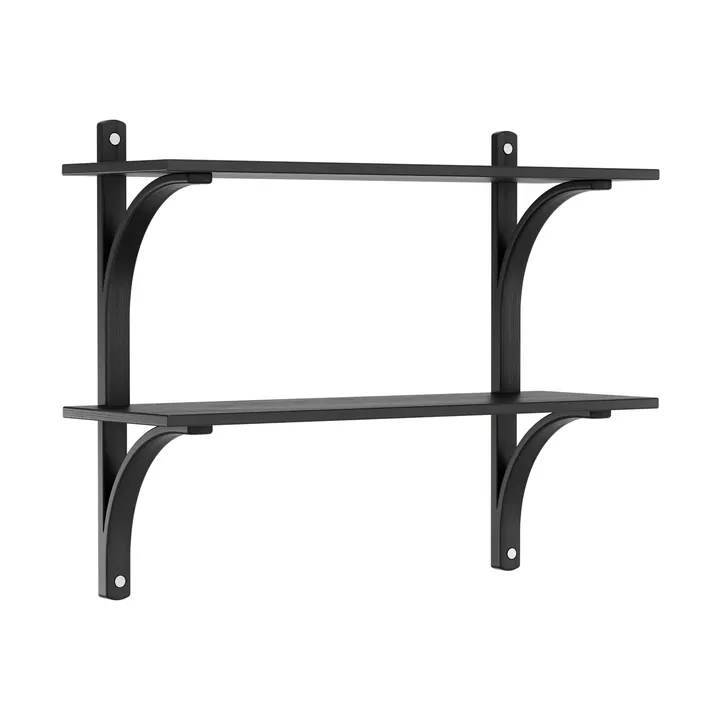 Levi hylla - Svart ask-rostfritt stål, 2 hyllplan, 90 cm - Swedese