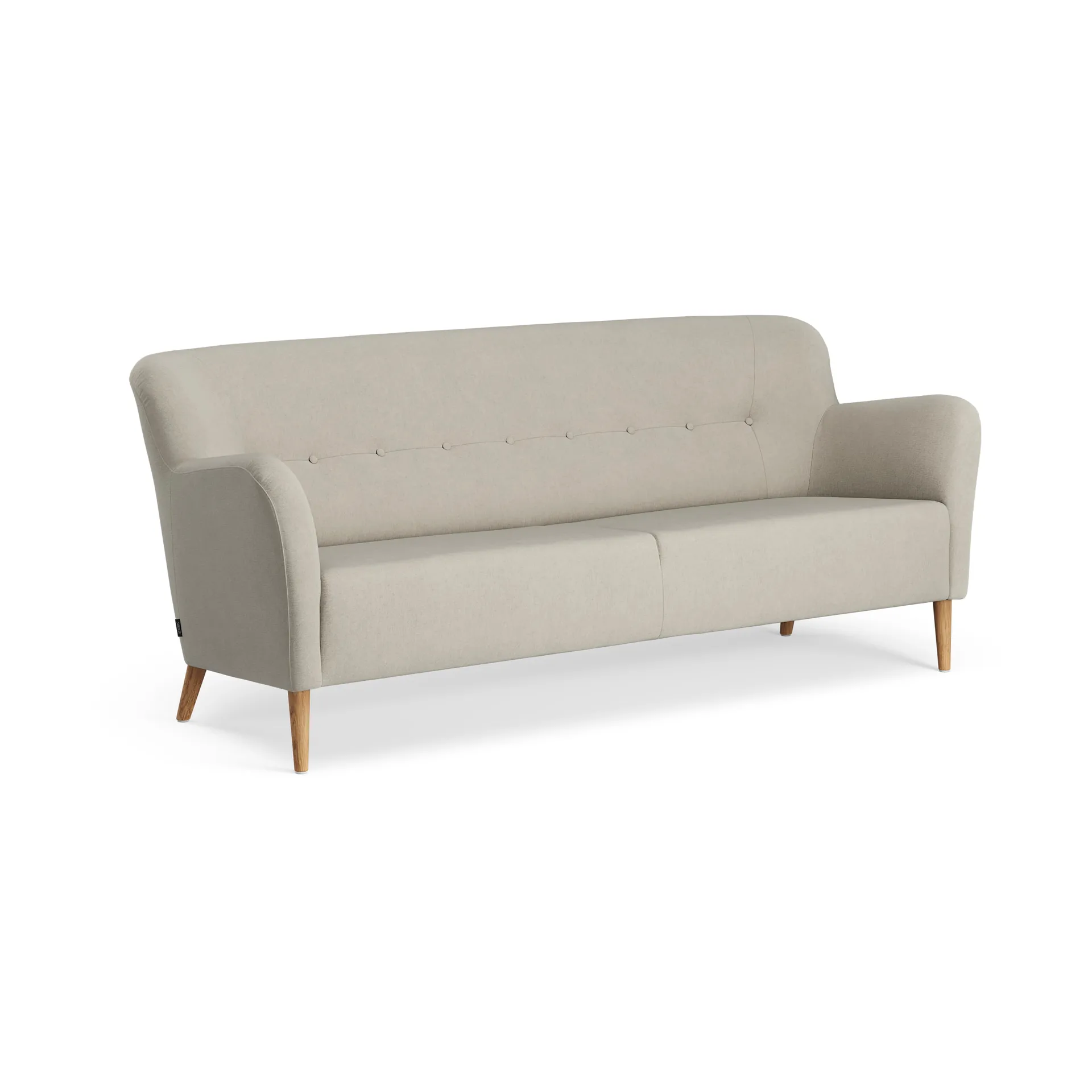 Nova soffa 3-sits med knappar 200 cm, Linara 05 Porridge-ek oljad Swedese