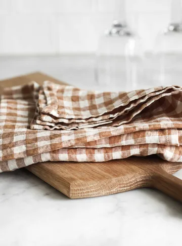 Gingham rutig kökshandduk 70x50 cm - Biscuit - Tell Me More