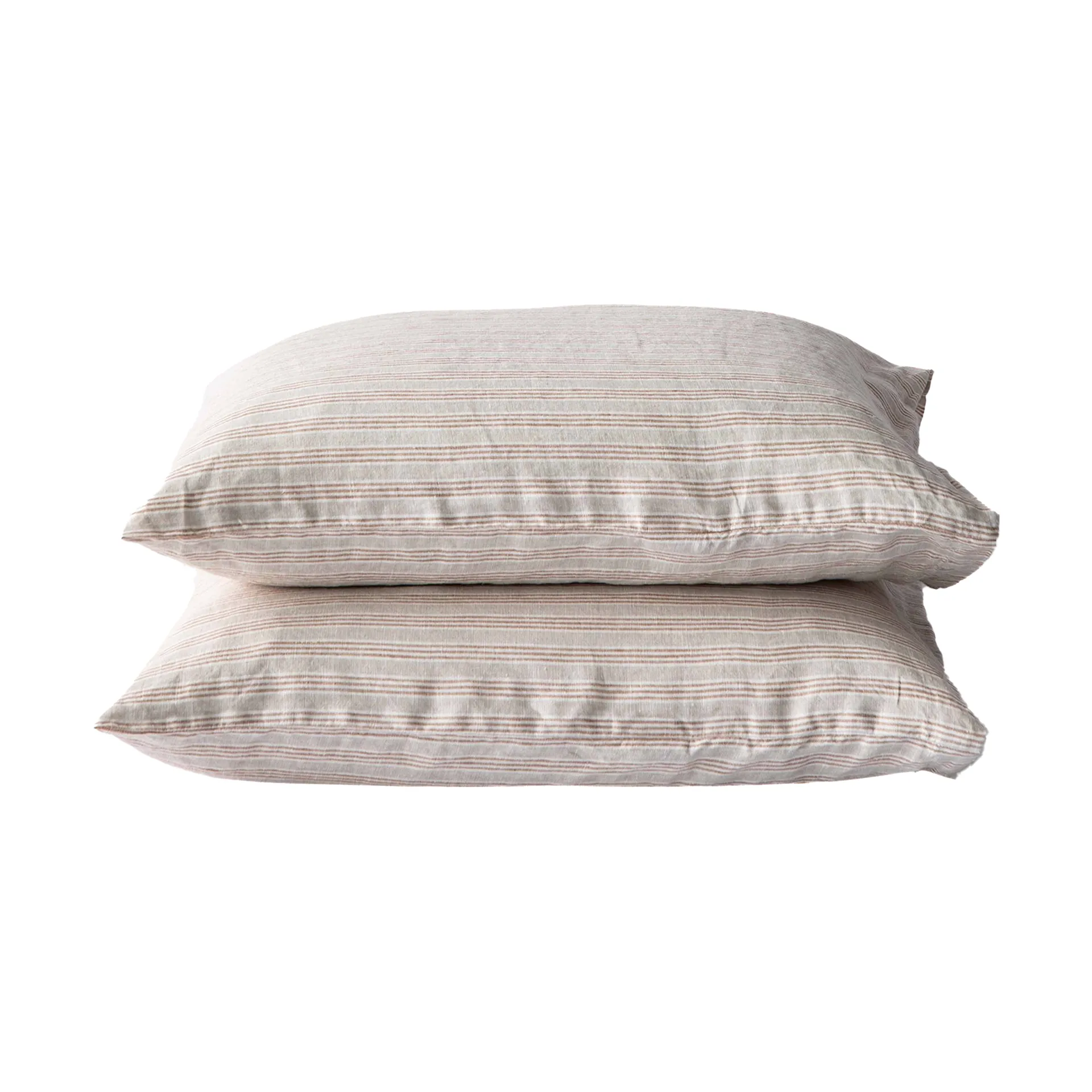Stonewashed linen örngott 50x60 cm 2-pack, Hazelnut stripe Tell Me More