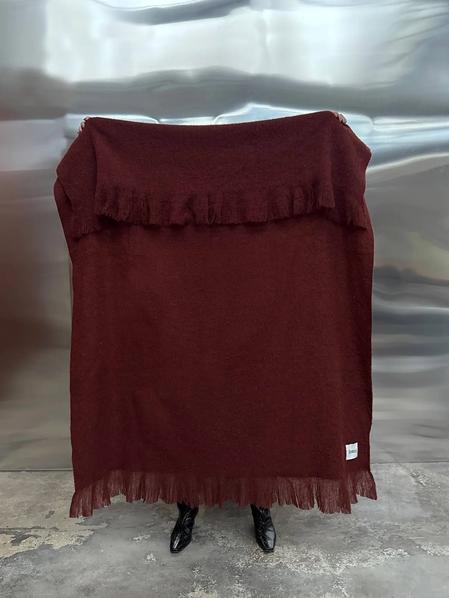 Fingal ullpläd, Solid wine red, 130x170 cm Tinted