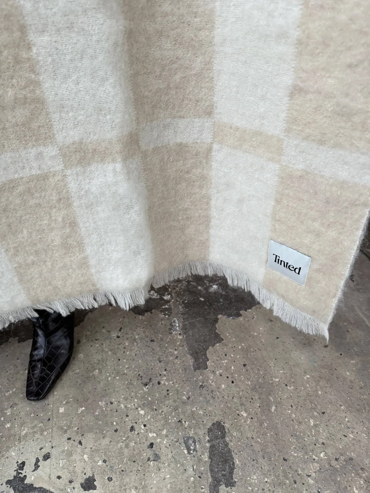 Hallin mohairpläd, Beige-off white, 130x170 cm Tinted
