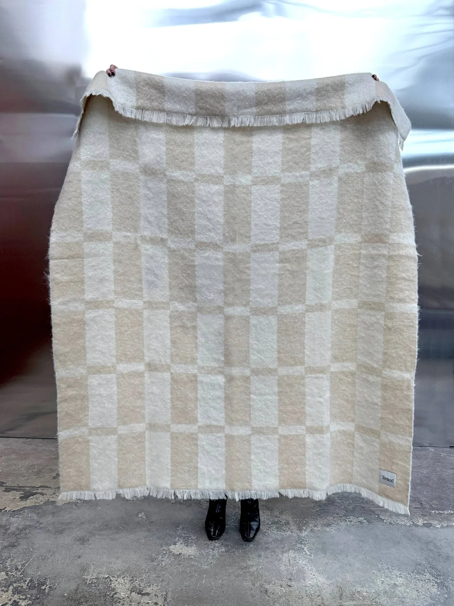 Hallin mohairpläd, Beige-off white, 130x170 cm Tinted