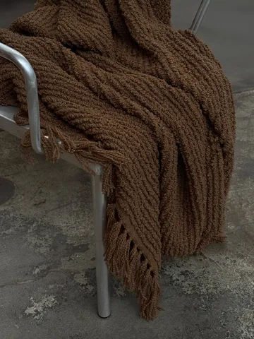 Janzen bouclépläd - Solid natural brown, 130x170 cm - Tinted