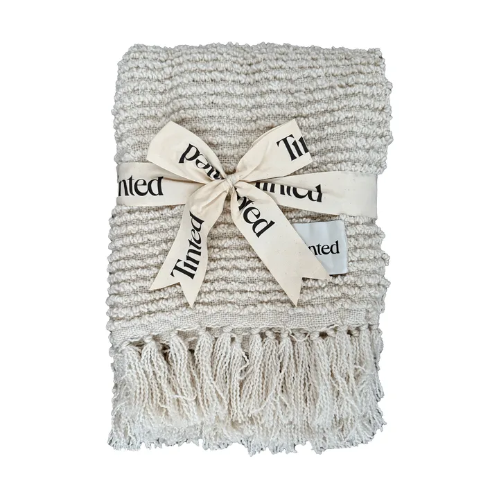 Janzen bouclépläd - Solid off white-natural, 130x170 cm - Tinted