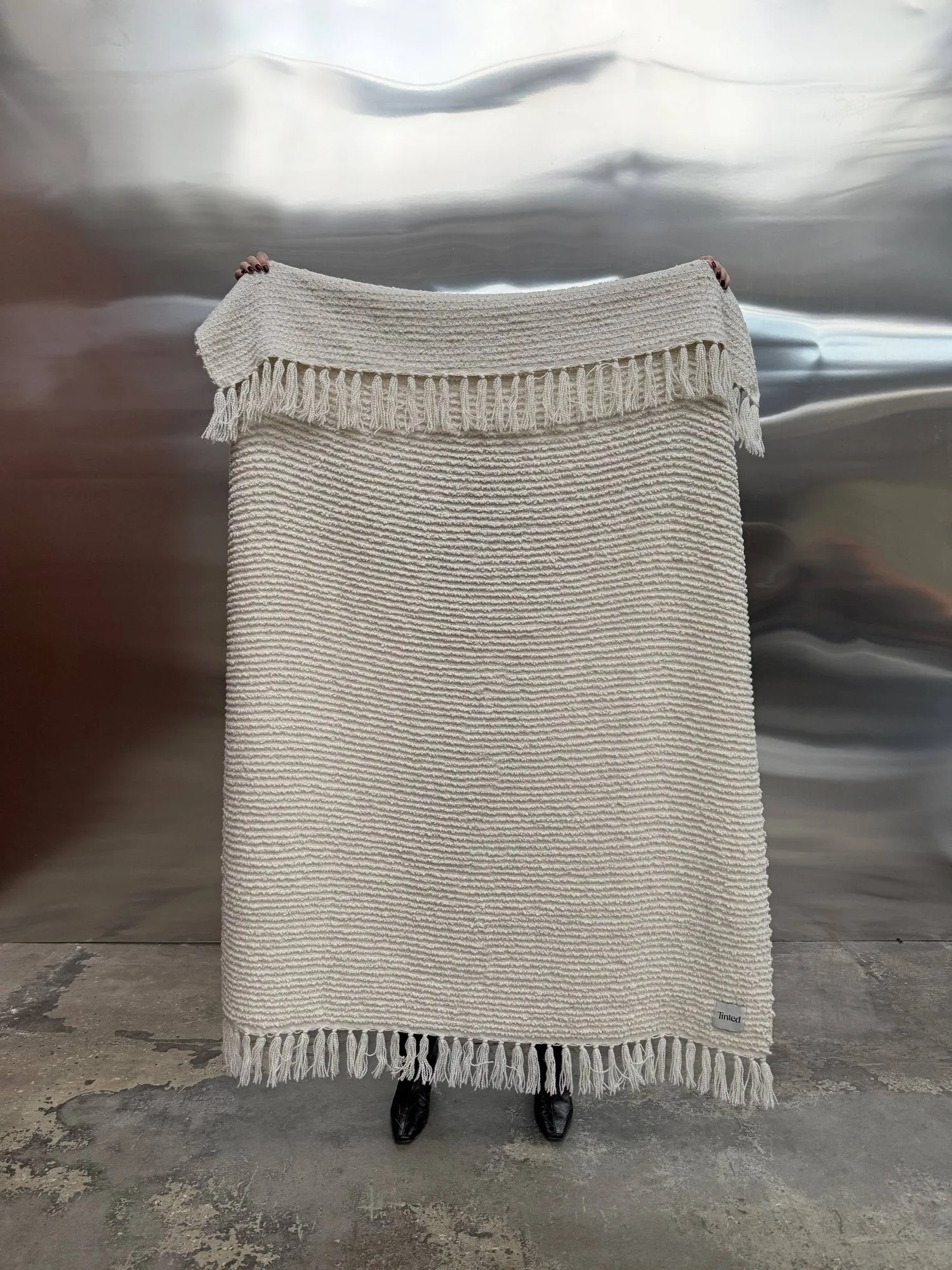 Janzen bouclépläd, Solid off white-natural, 130x170 cm Tinted
