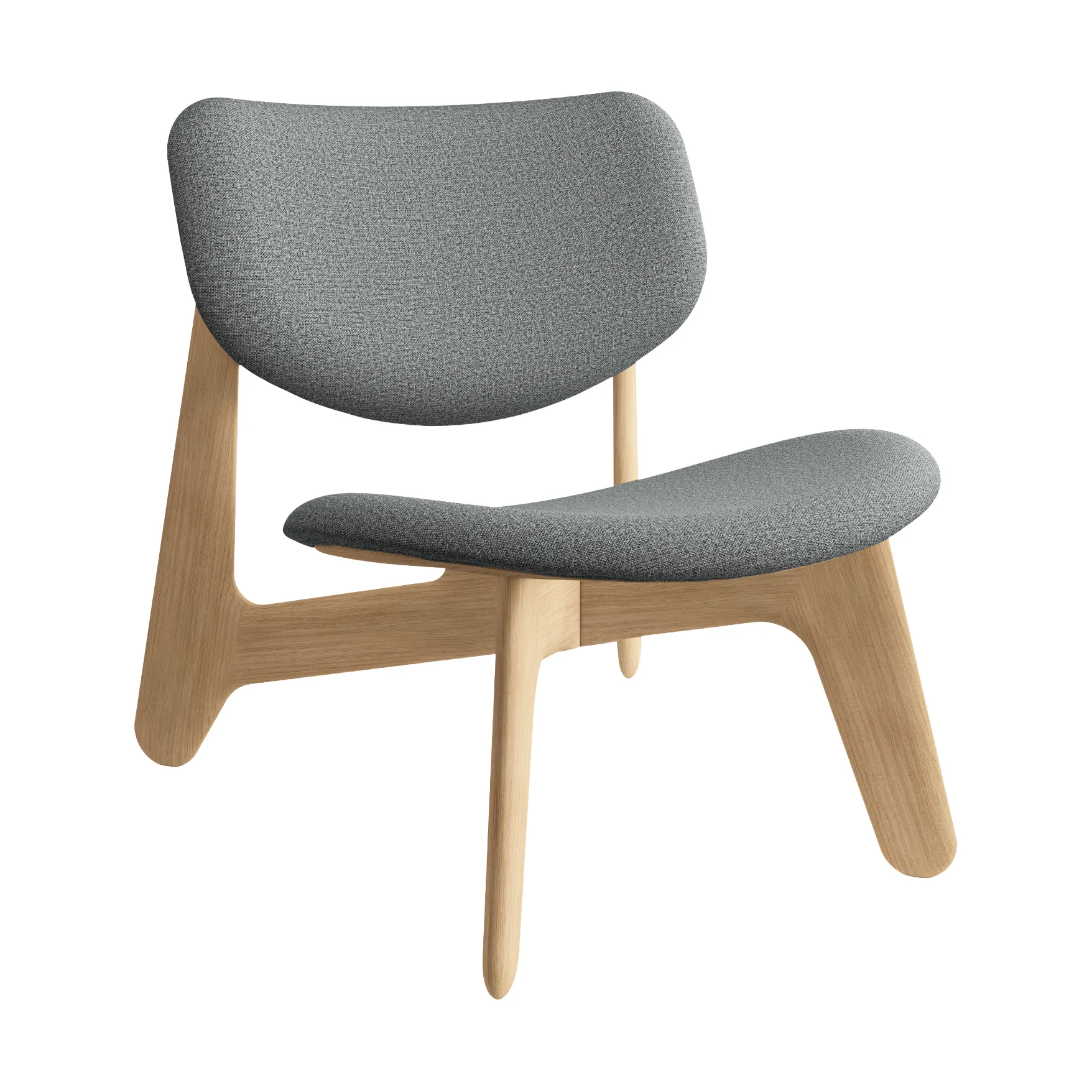 Slab loungestol klädd sits, Natural brushed oak-Hallingdal 0130 mid grey Tom Dixon