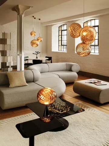 Whirl cone fat bordslampa - Gold-black - Tom Dixon